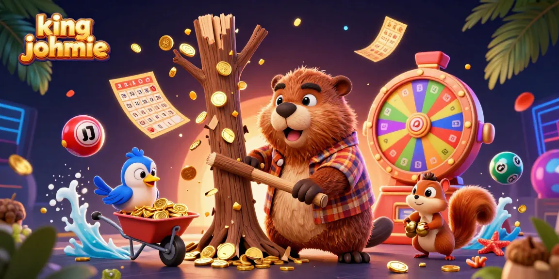 Experience thrilling wins with kingjohnnie in this vibrant casino scene with dynamic lottery elements.