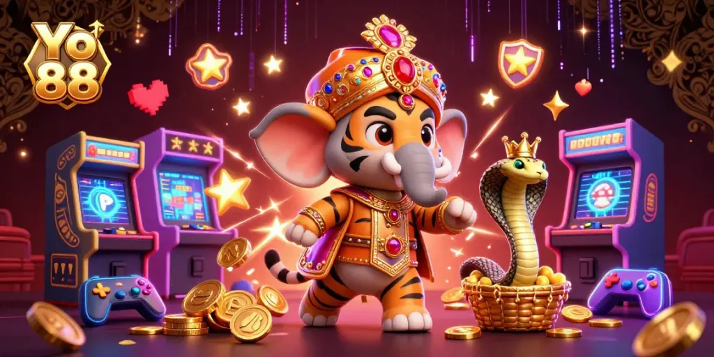 Experience thrilling gameplay at Yo 88's vibrant 3D casino featuring animated characters and dynamic game elements.