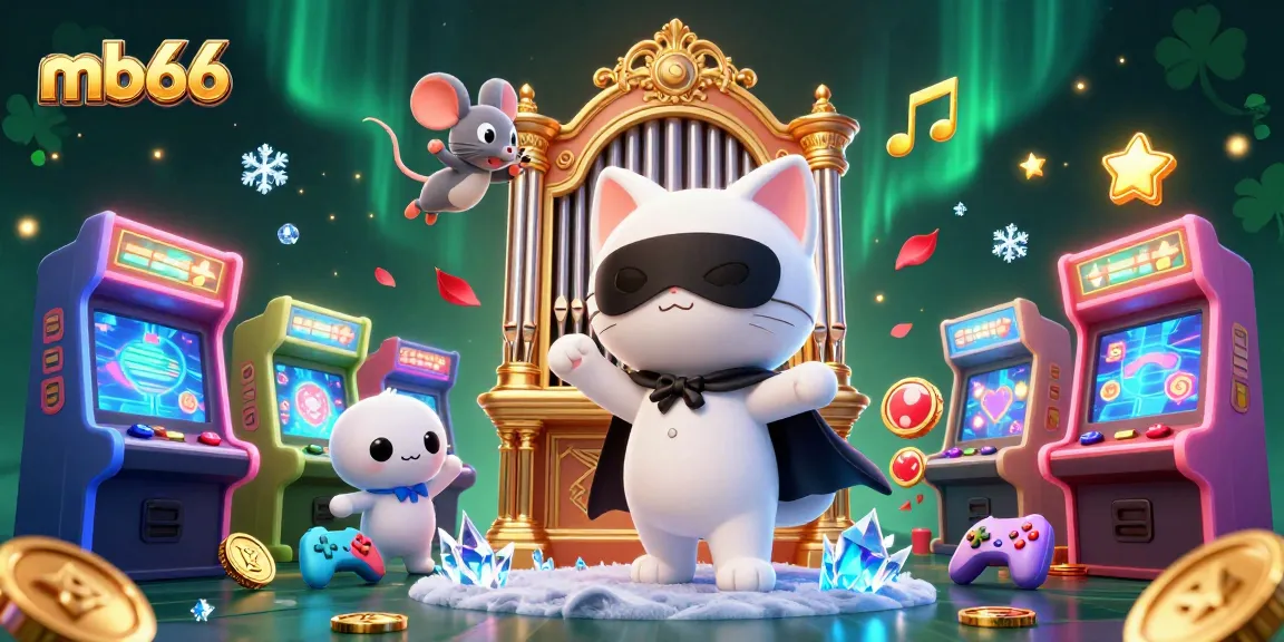 Experience stunning gaming ambiance with mb66 featuring a 3D cat and acrobat in a vibrant casino scene.