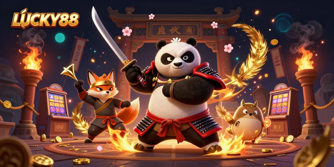 Engage with the LUCKY88 slot experience featuring dynamic samurai panda, ninja fox, and spirit tanuki.