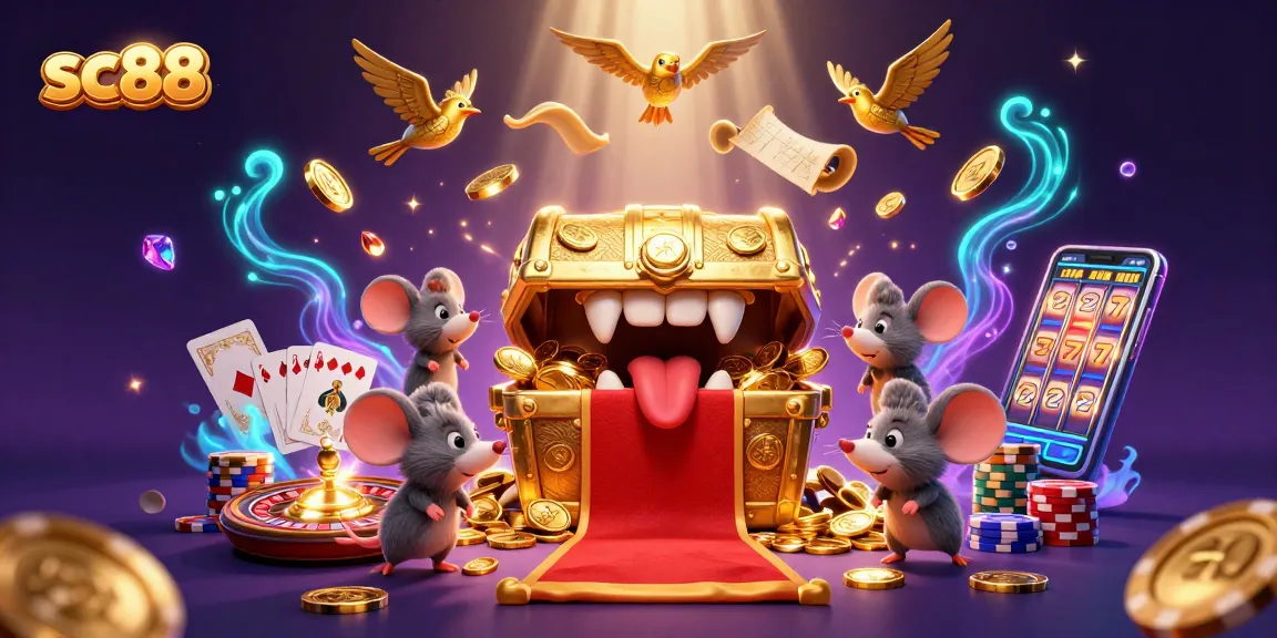Experience exciting wins with the SC88 treasure chest luring adventurers in a vibrant casino atmosphere.