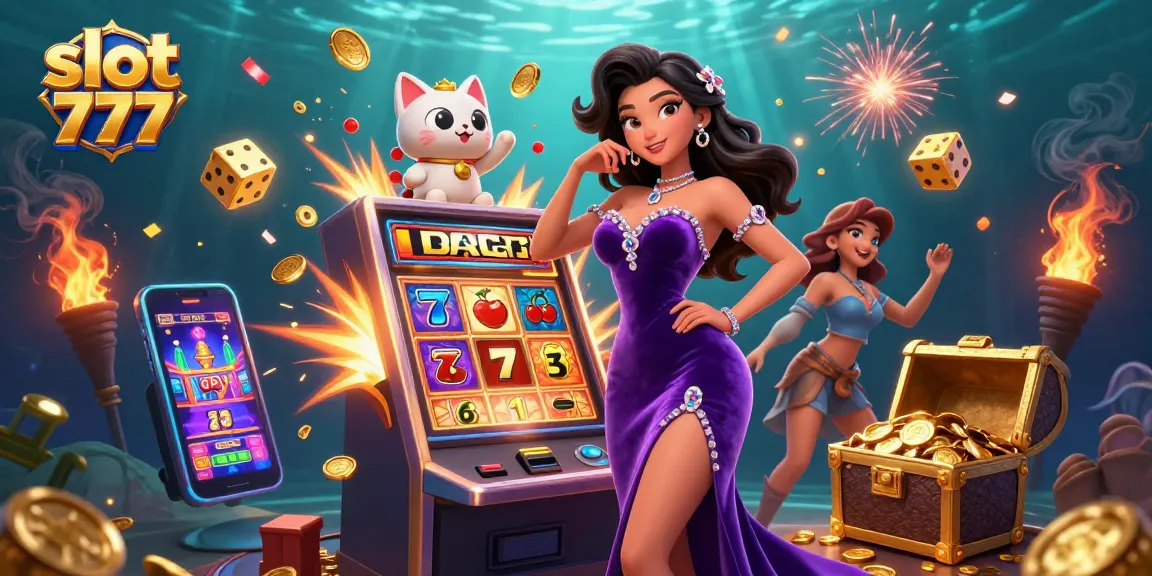 Spin the vibrant slot 777 jackpot with explosive coins and winning symbols in a dazzling casino scene.