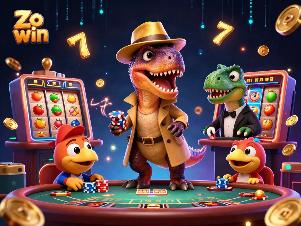 Engage in thrilling gameplay at Zo win, featuring a velociraptor card counter and dynamic slot elements.
