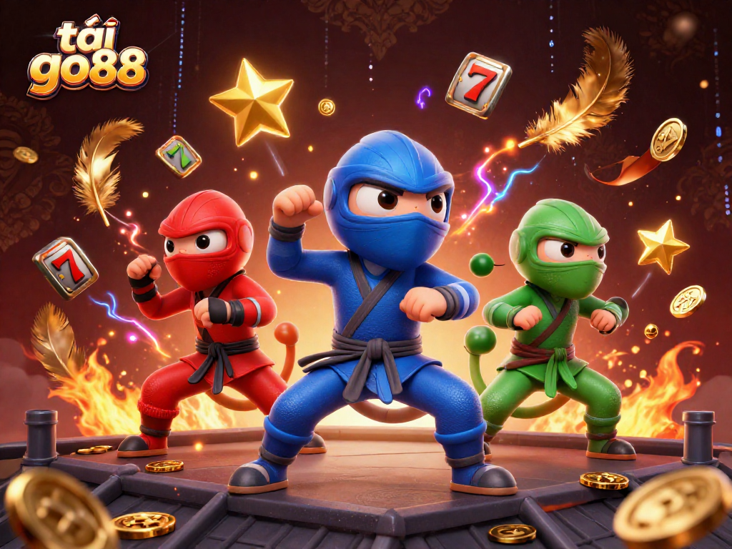 Engage with tải go88's thrilling experience featuring ninja chameleons in a vibrant casino scene.