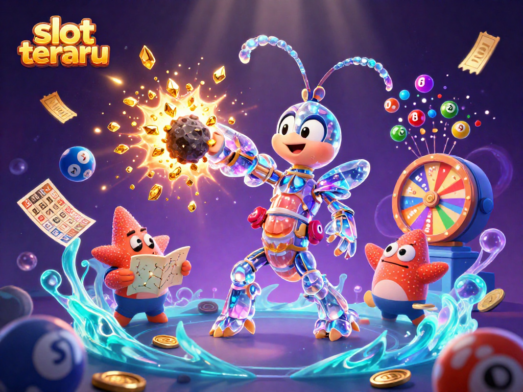 Experience slot terbaru with exciting jackpots and vibrant gameplay in this dynamic, colorful scene.