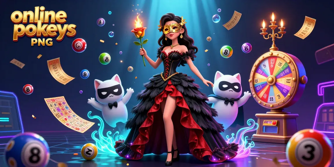 Experience the thrill of online pokies PNG with dynamic games depicted in this vibrant illustration.