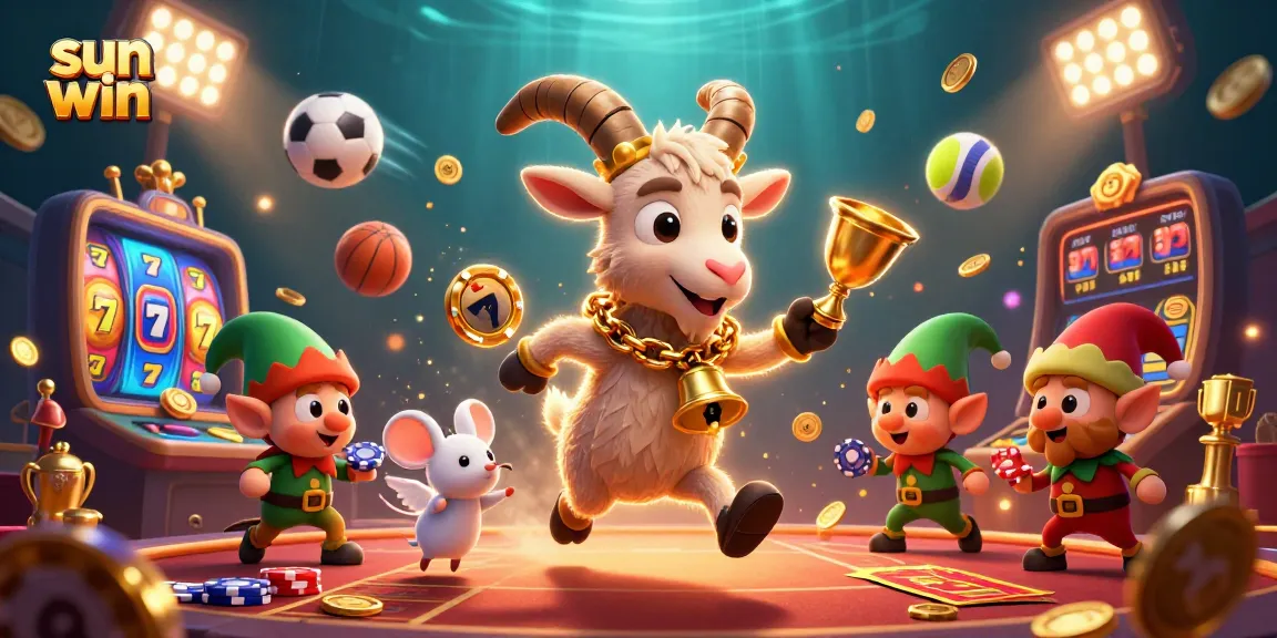 Engage with sun win’s dynamic casino with festive characters amidst rich gambling elements in stunning detail.