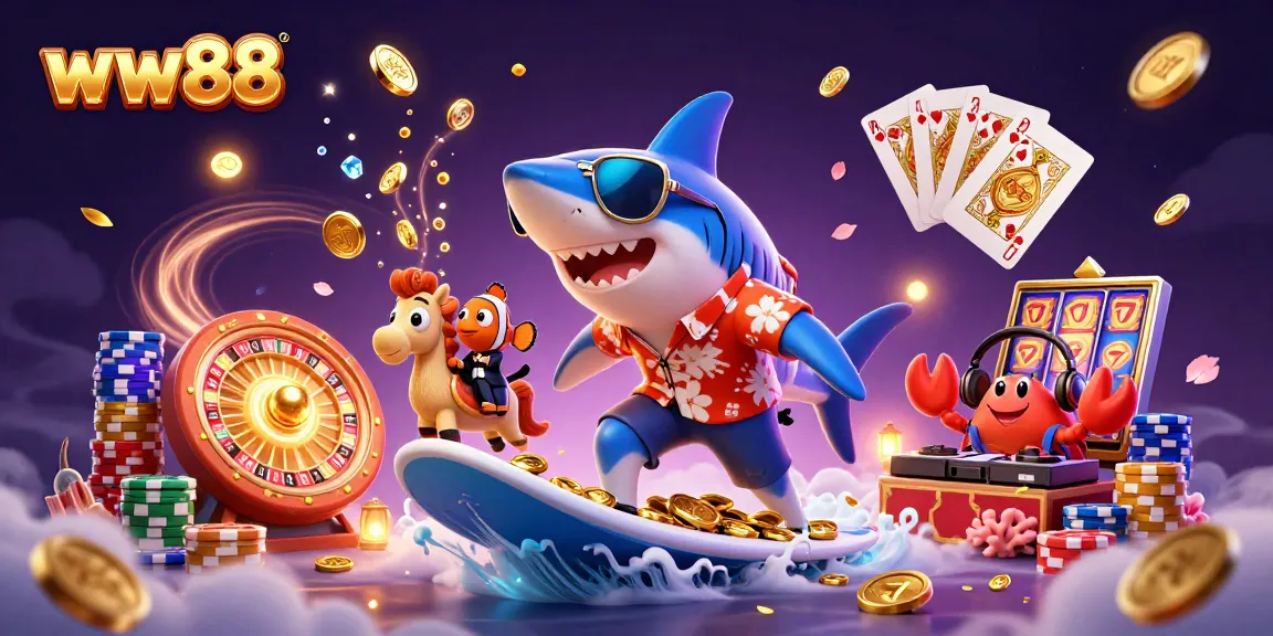 Experience the excitement of ww88 with vibrant casino characters and gold coins in a dynamic scene.