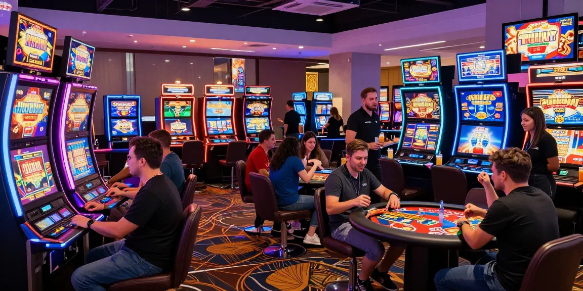 Players enjoying various games at KO66 Casino, vibrant gaming atmosphere with lively interactions