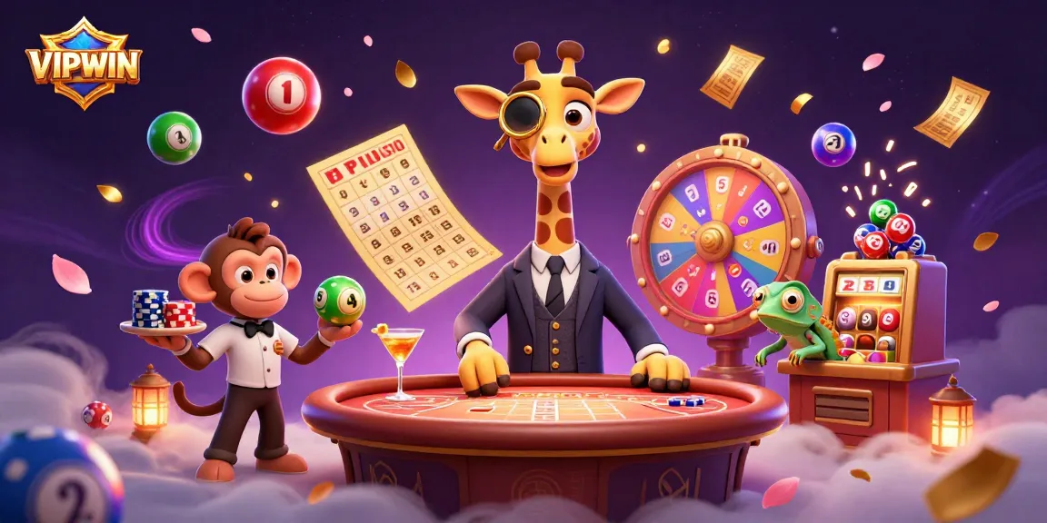 Experience the vibrant excitement of VIPWIN with a lavish 3D casino scene featuring whimsical characters.