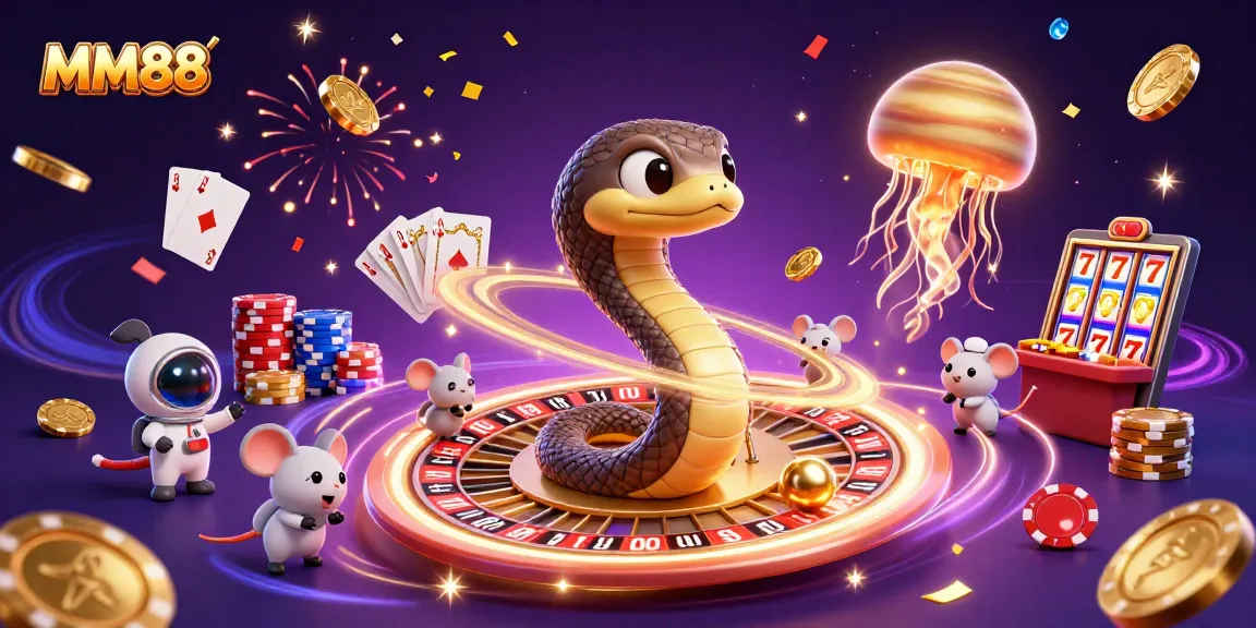 Experience MM88’s cosmic casino excitement with astronauts betting on a Saturn roulette wheel.