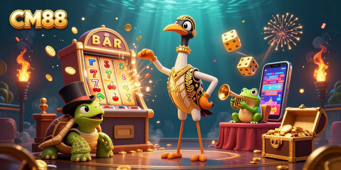 Experience exhilarating wins at CM88 with captivating gaming characters and vibrant casino elements.
