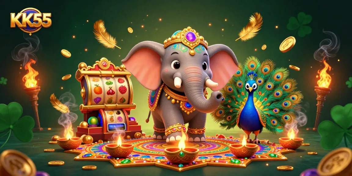Experience exciting jackpots and vibrant gaming with KK55's thrilling slot scene filled with colorful elements.