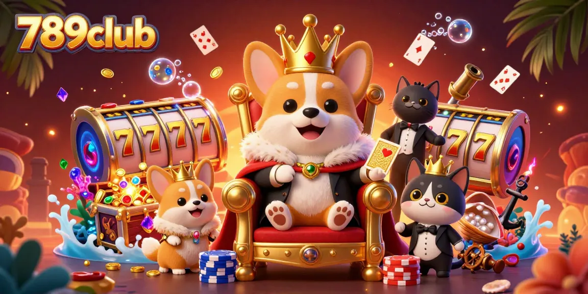 Experience the excitement of 789club with our cartoon corgi casino scene bursting with engaging game elements.