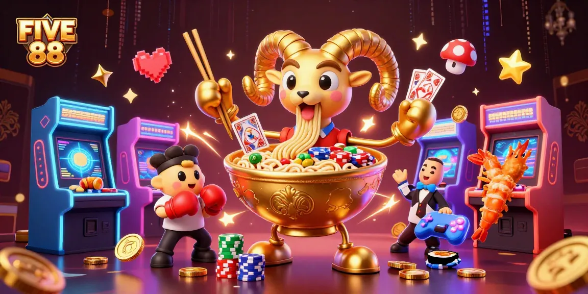 Engage in the excitement of FIVE 88's dynamic casino atmosphere with vibrant characters and gaming elements.
