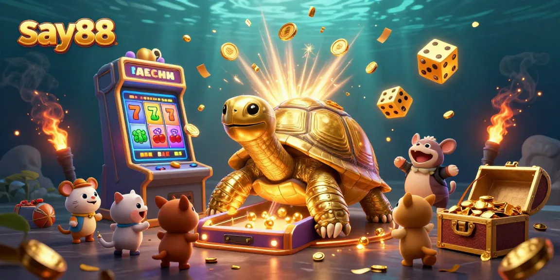 Experience the thrill of say88 with a vibrant jackpot scene featuring playful characters and exciting casino game elements.