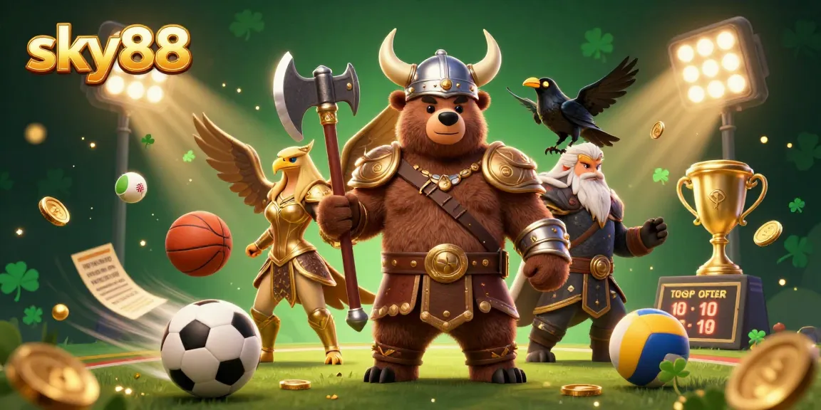 Experience thrilling sports betting with sky88 in a vibrant, detailed casino scene.