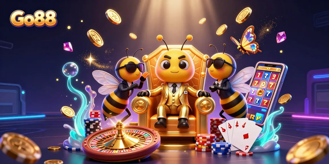 Go88 features a stunning 3D scene with vibrant characters and casino elements, promoting engaging gameplay.