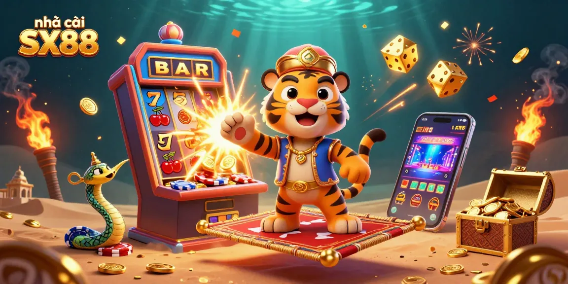 Experience the thrill of nhà cái SX88 with jackpot slot machines and vibrant casino elements.
