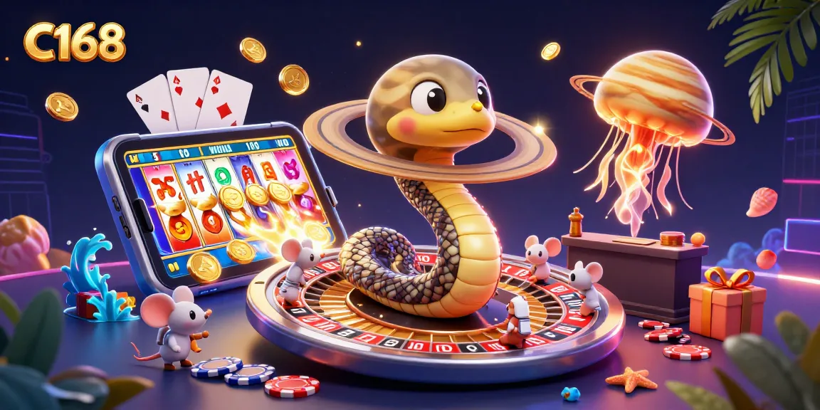 Engage in thrilling gameplay with C168 while circling Saturn's roulette rings, surrounded by joy and luck.