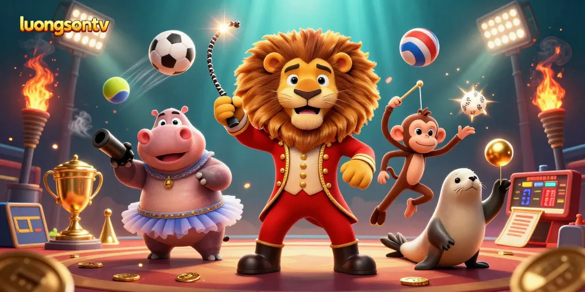 Experience the thrill of betting at luongsontv with dynamic sports elements and vibrant characters.