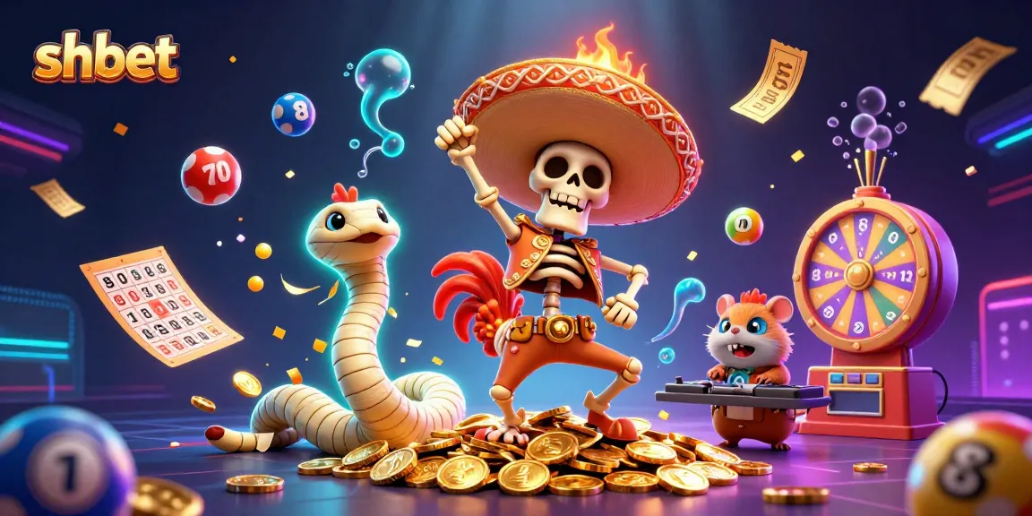 Spin your luck at shbet with vibrant casino elements and festive characters in a colorful gaming celebration.
